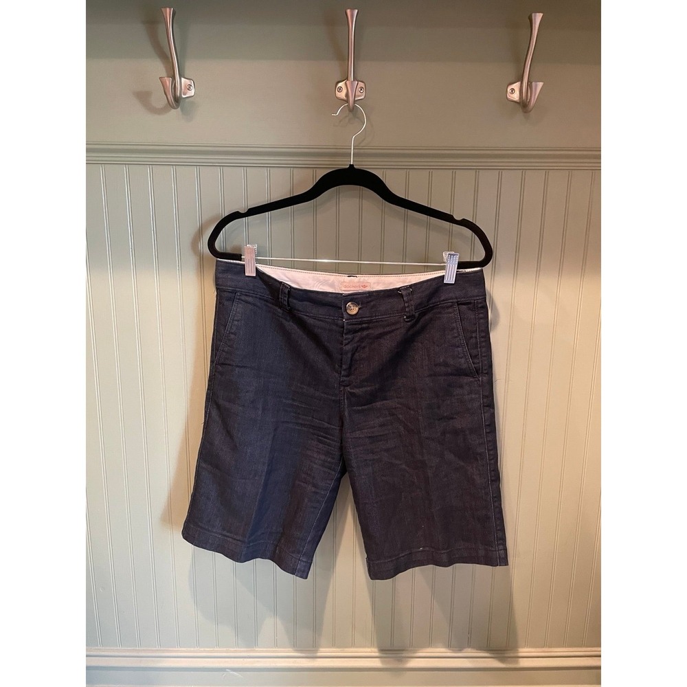 Womens Dockers Shorts Size 10 Navy Preppy Casual